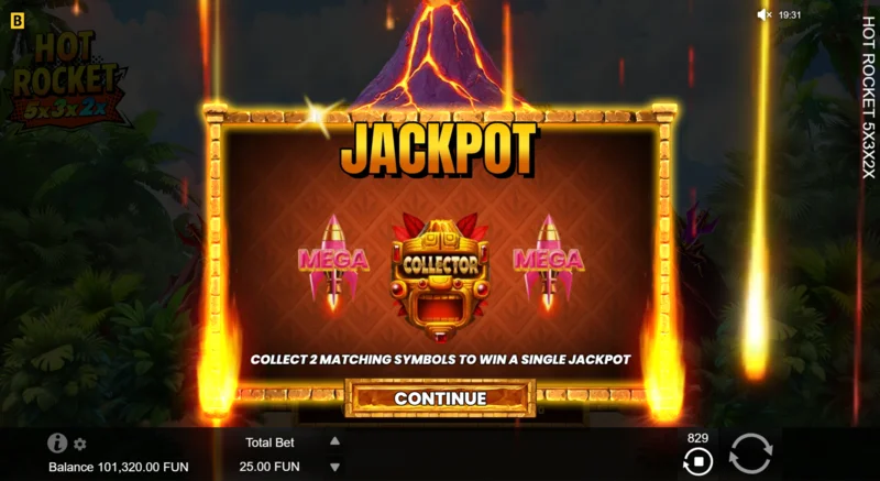 Hot Rocket 5x 3x 2x - pelancaran Jackpot Spins dengan pengumpul roket di tengah